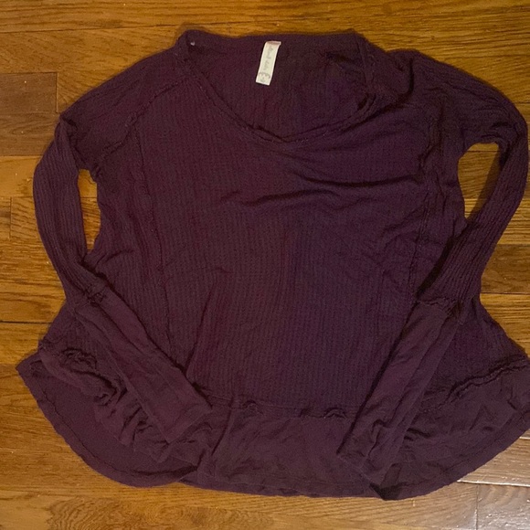 Altar’d State Burgundy Waffle-Knit top Size S - Picture 1 of 4